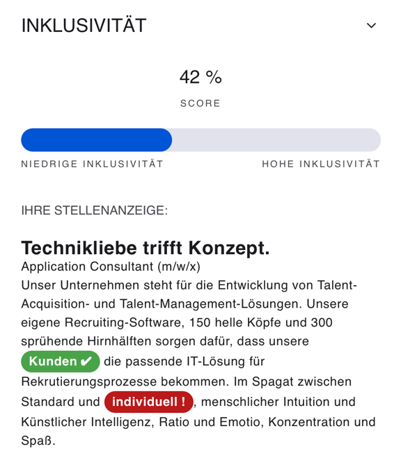 Screenshot betterads.ai Inklusivitäts-Score