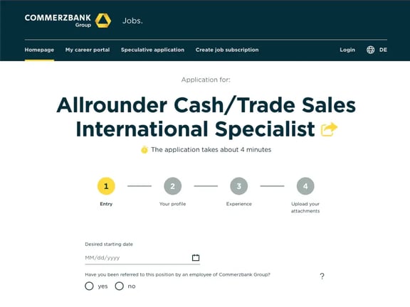 Reference Commerzbank job application
