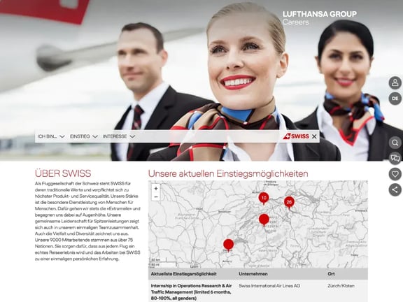 Referenz Lufthansa Swiss Karriereseite
