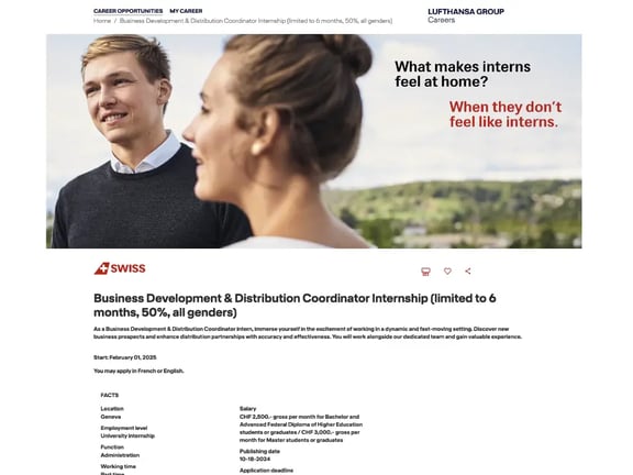 Reference Lufthansa Swiss career site