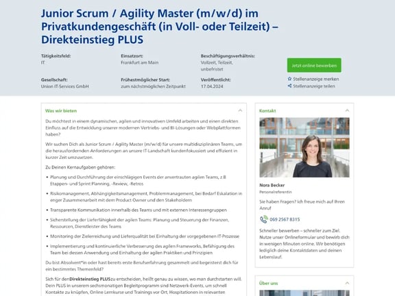 Referenz Union Investment Stellenbeschreibung