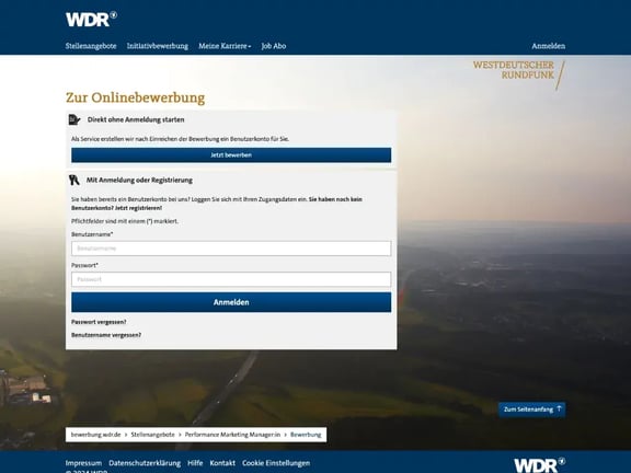 Referenz WDR Karriereseite Login