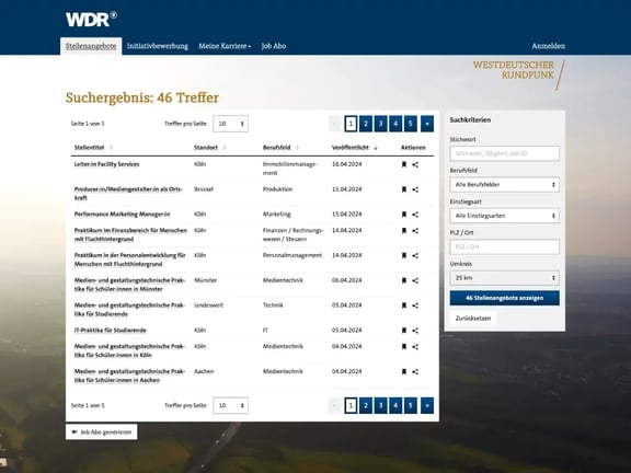 Referenz WDR Stellenmarkt
